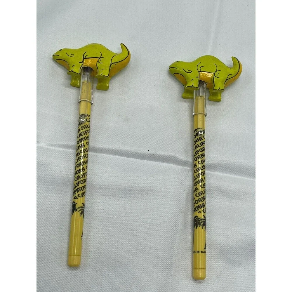 Vintage California Yellow Mechanical Pencil and  Dragon Pencil Topper lof of 2